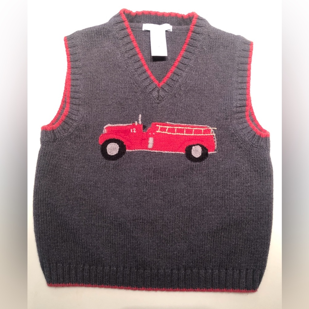 Janie and Jack Gray and Red Kids Sweater Vest